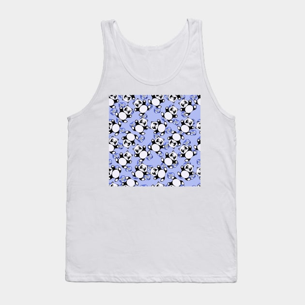 Cute Pandas And Blue Cristal Art Kids Pattern Seamless Tank Top by MichelMM